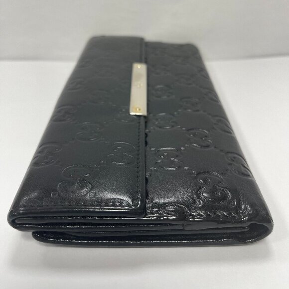 Gucci Guccissima Margaux Black Calfskin Leather Continental Wallet - Preowned - Picture 4 of 13